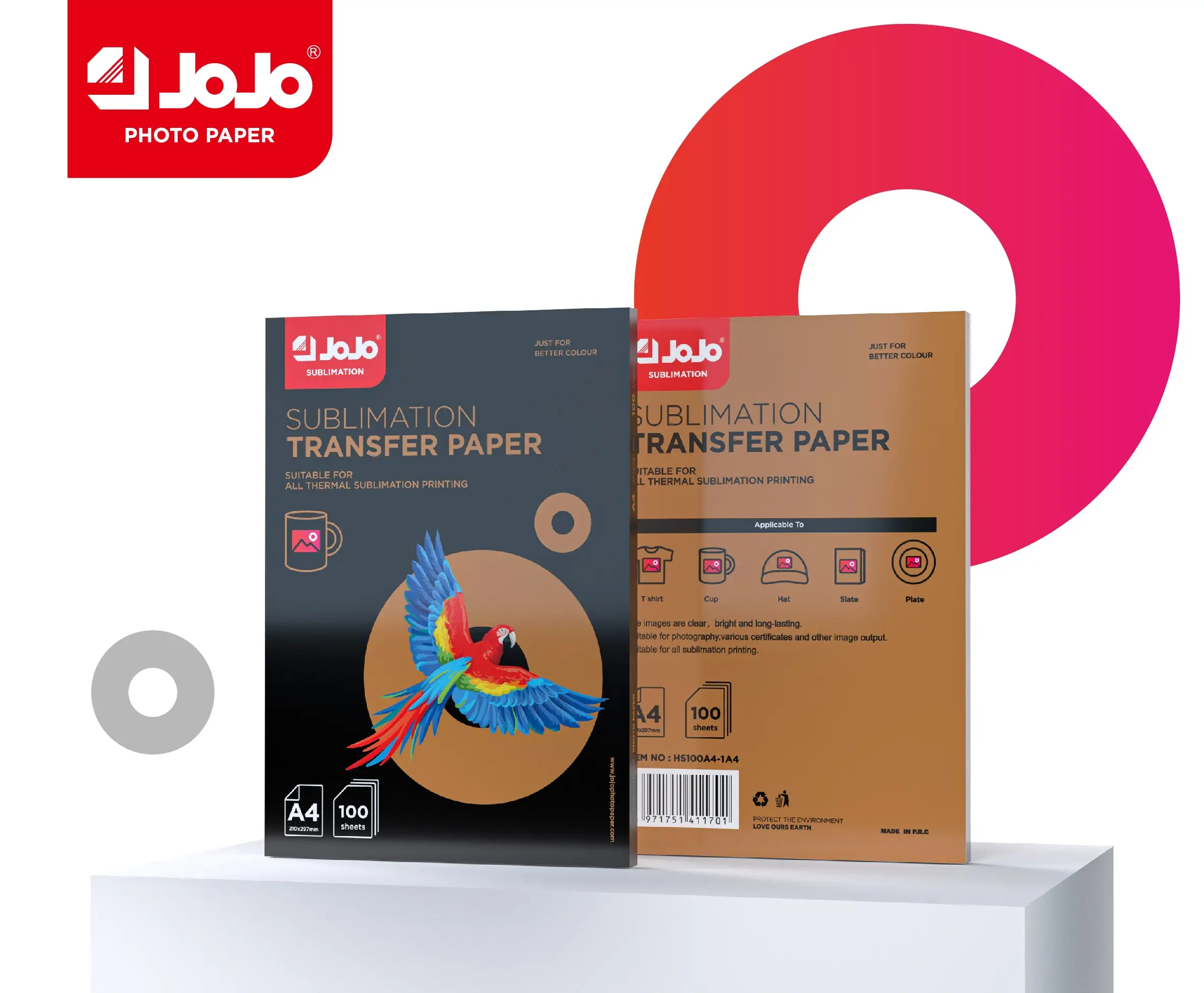 Papier de sublimation JoJo A4 – 100 feuilles Papier de sublimation JoJo A4, paquet de 100 feuilles